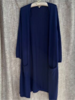 Talbots Dark Blue Longline Open-Front Women's Cardigan